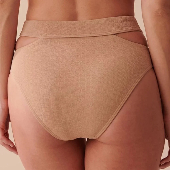 NWT La Vie En Rose Palm Beach High Waist Bikini Bottoms ONLY Gold Sand Sz L - Picture 5 of 12